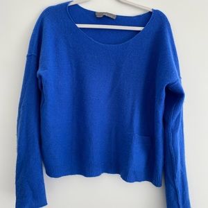 Bright blue cashmere scoop-neck sweater
